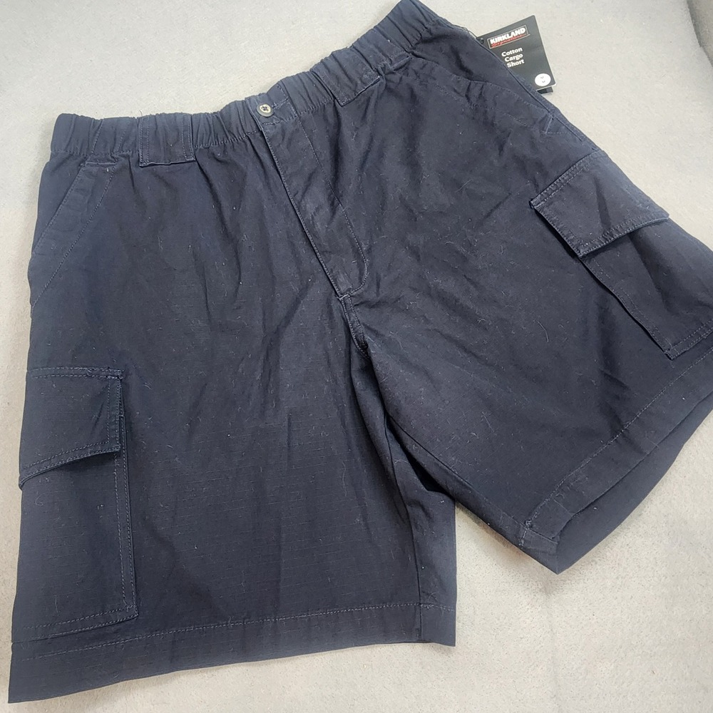 Kirkland Signature Cargo Shorts Navy Blue Ripstop Cotton‎ Mens Size M